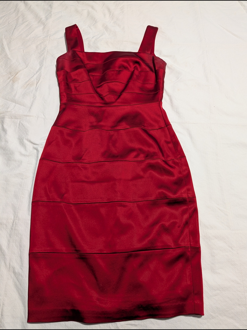Cache Red Satin Strappy Midi Dress, Size 0